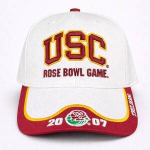 USC Trojans 2007 Rose Bowl Game Hat Gameday Authentics Adjustable White Red Cap